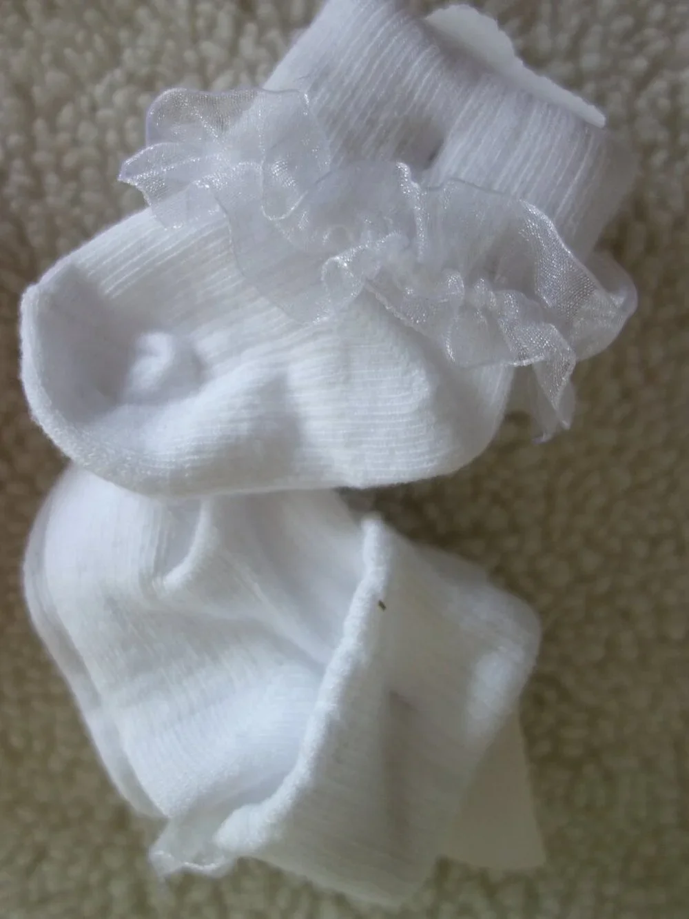 12 New Pairs of Infant Baby Girl Dress Fancy Ruffles White Pink Socks